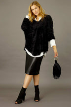 Black Plush Vee Jumper