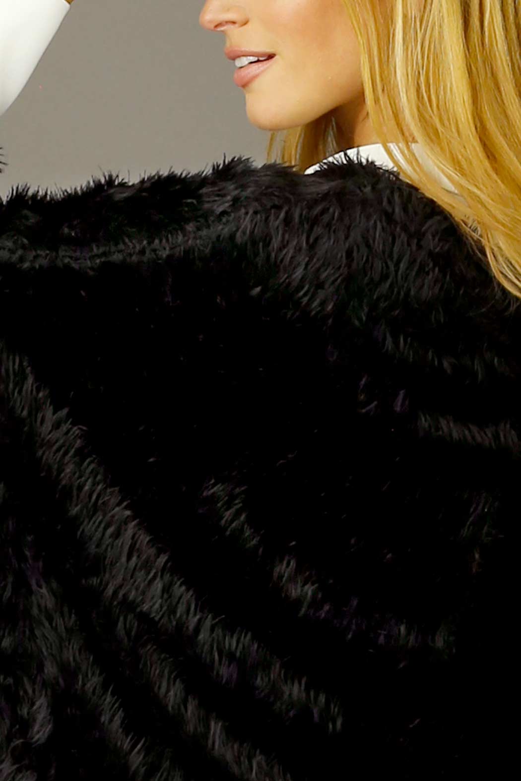 Black Plush Vee Jumper