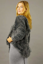 Dark Grey Plush Vee Jumper