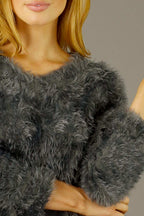Dark Grey Plush Vee Jumper