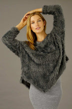 Dark Grey Plush Vee Jumper
