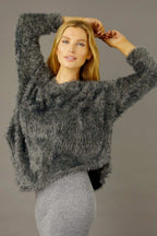 Dark Grey Plush Vee Jumper