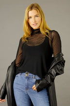 Spot Mesh Accent Top - FINAL SALE