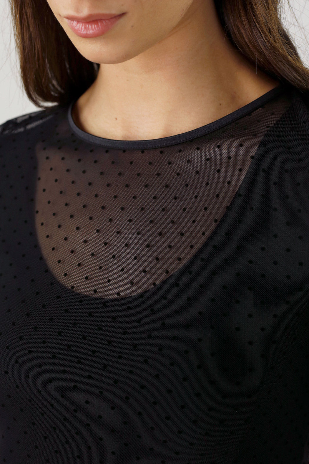 Spot Mesh Sleeve Top
