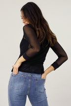 Spot Mesh Sleeve Top
