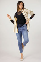 Spot Mesh Sleeve Top