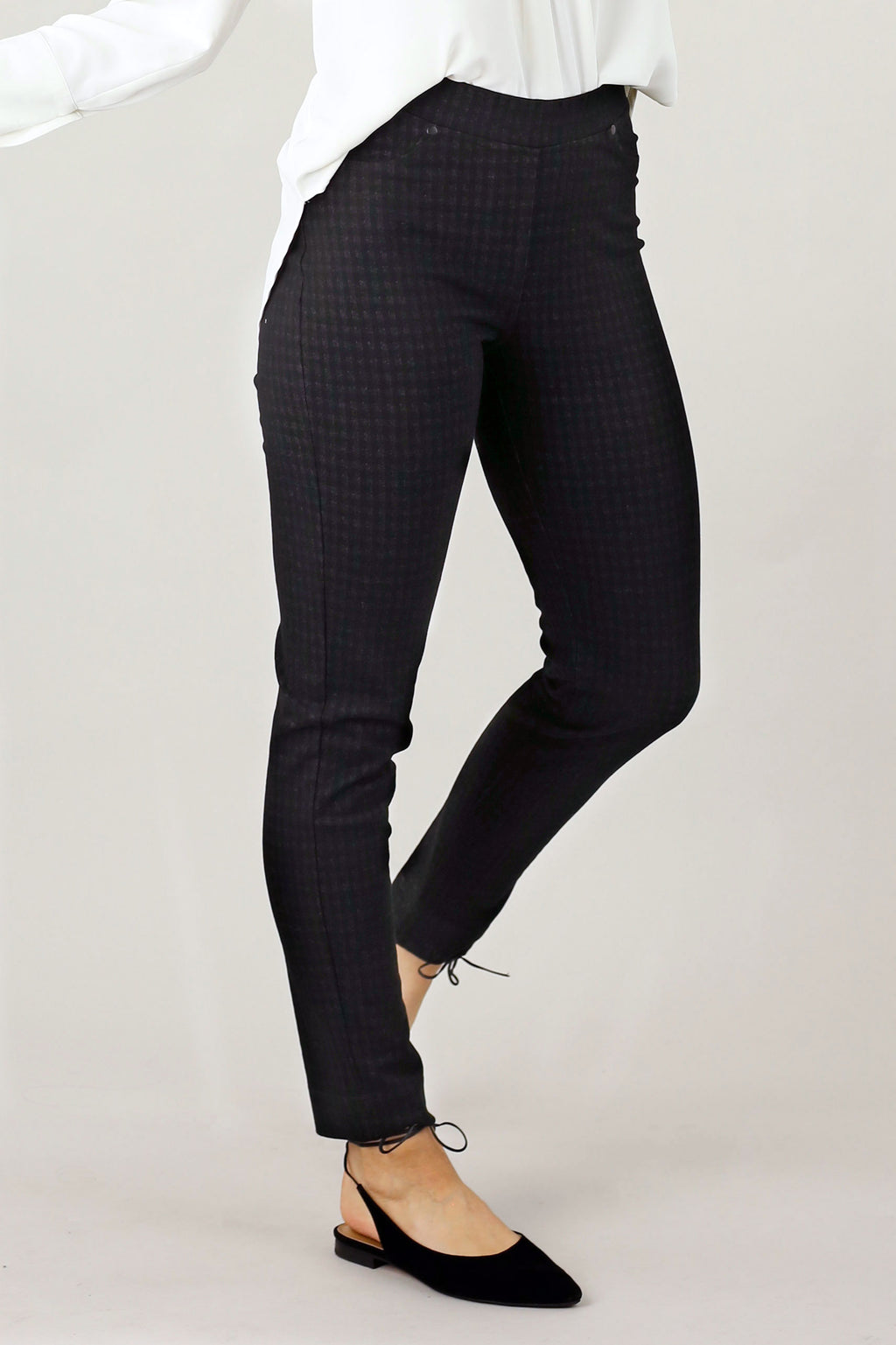 Dark Check Ponte Relaxed Slim Jean