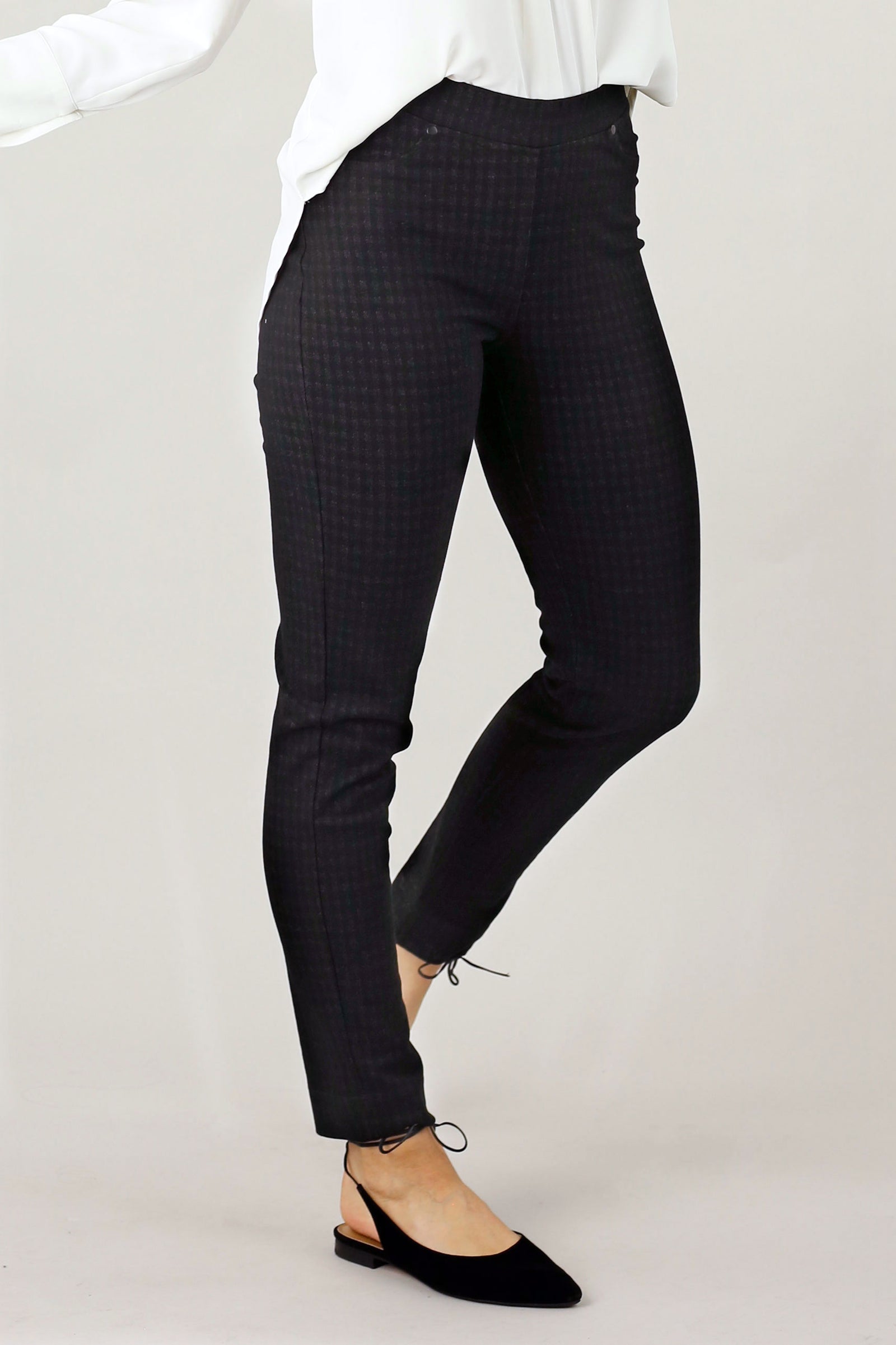 Dark Check Ponte Relaxed Slim Jean