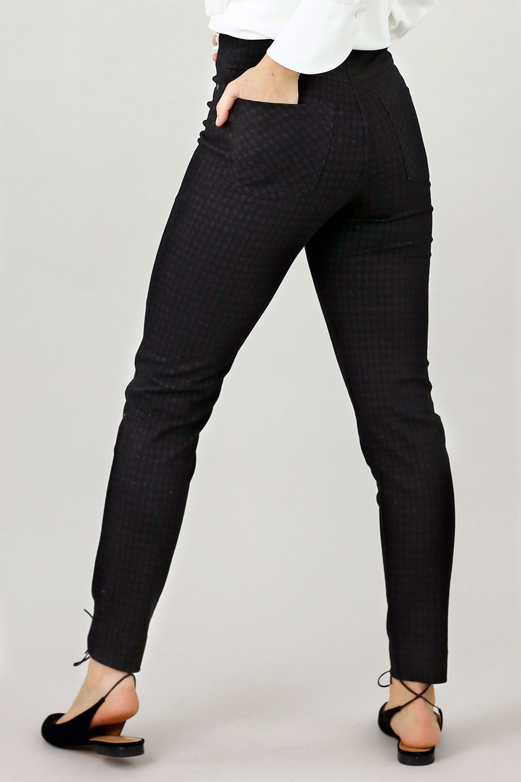Dark Check Ponte Relaxed Slim Jean