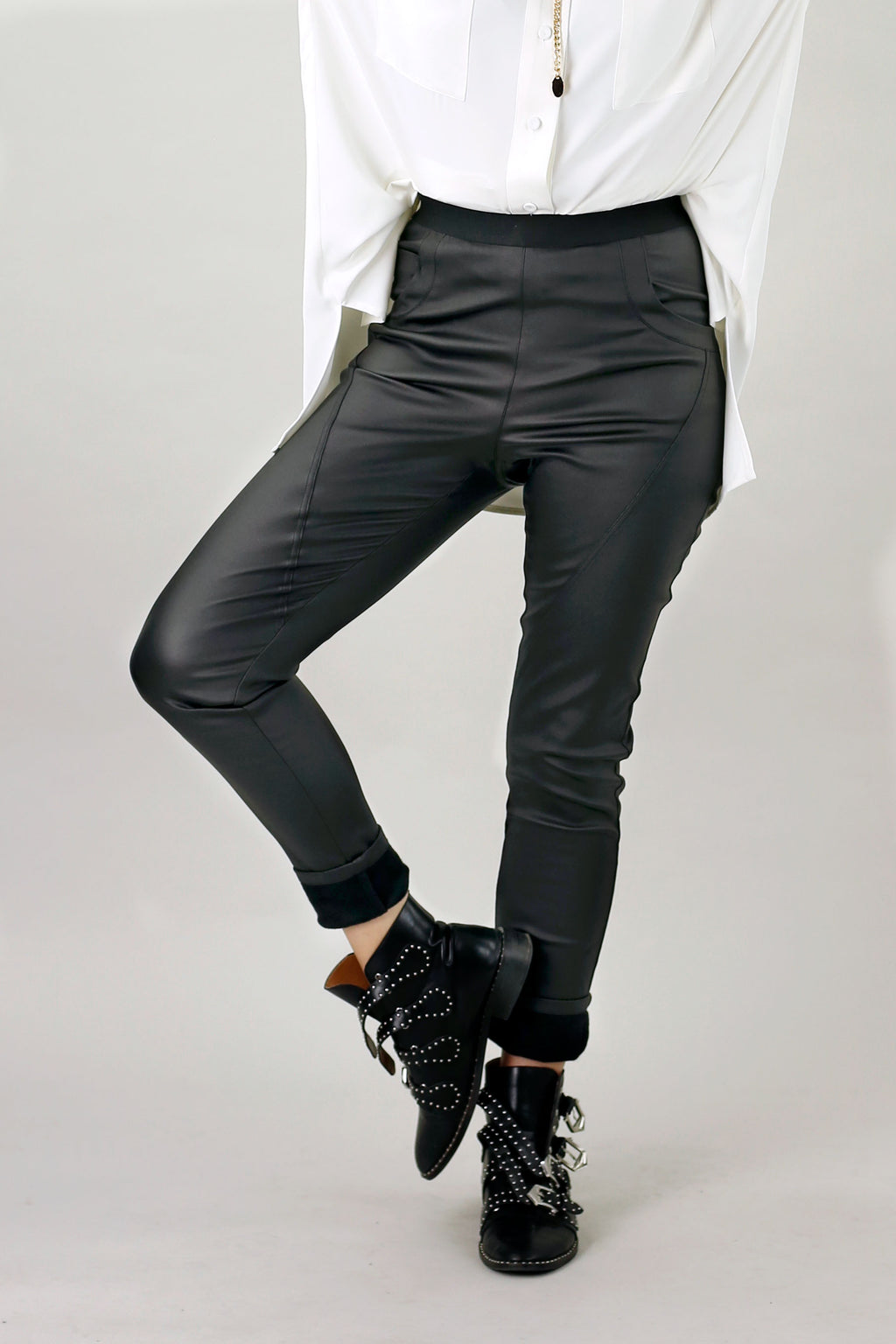 Black Waxed Jogger Pant