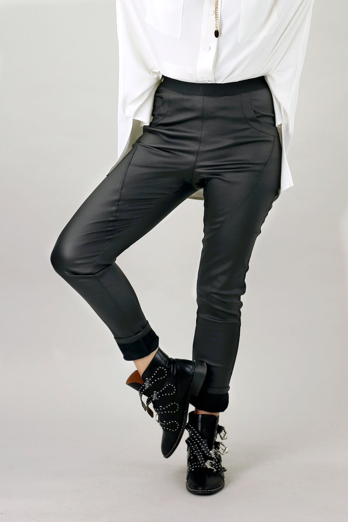 Black Waxed Jogger Pant