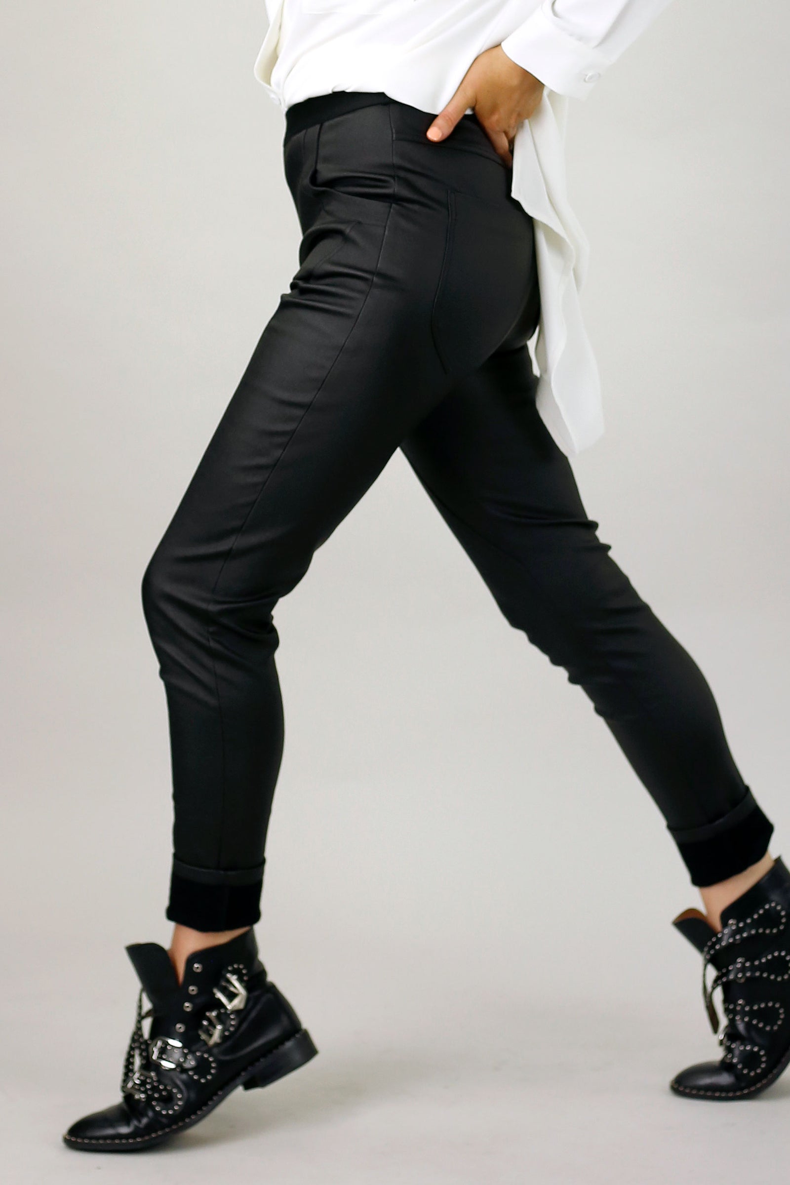 Black Waxed Jogger Pant