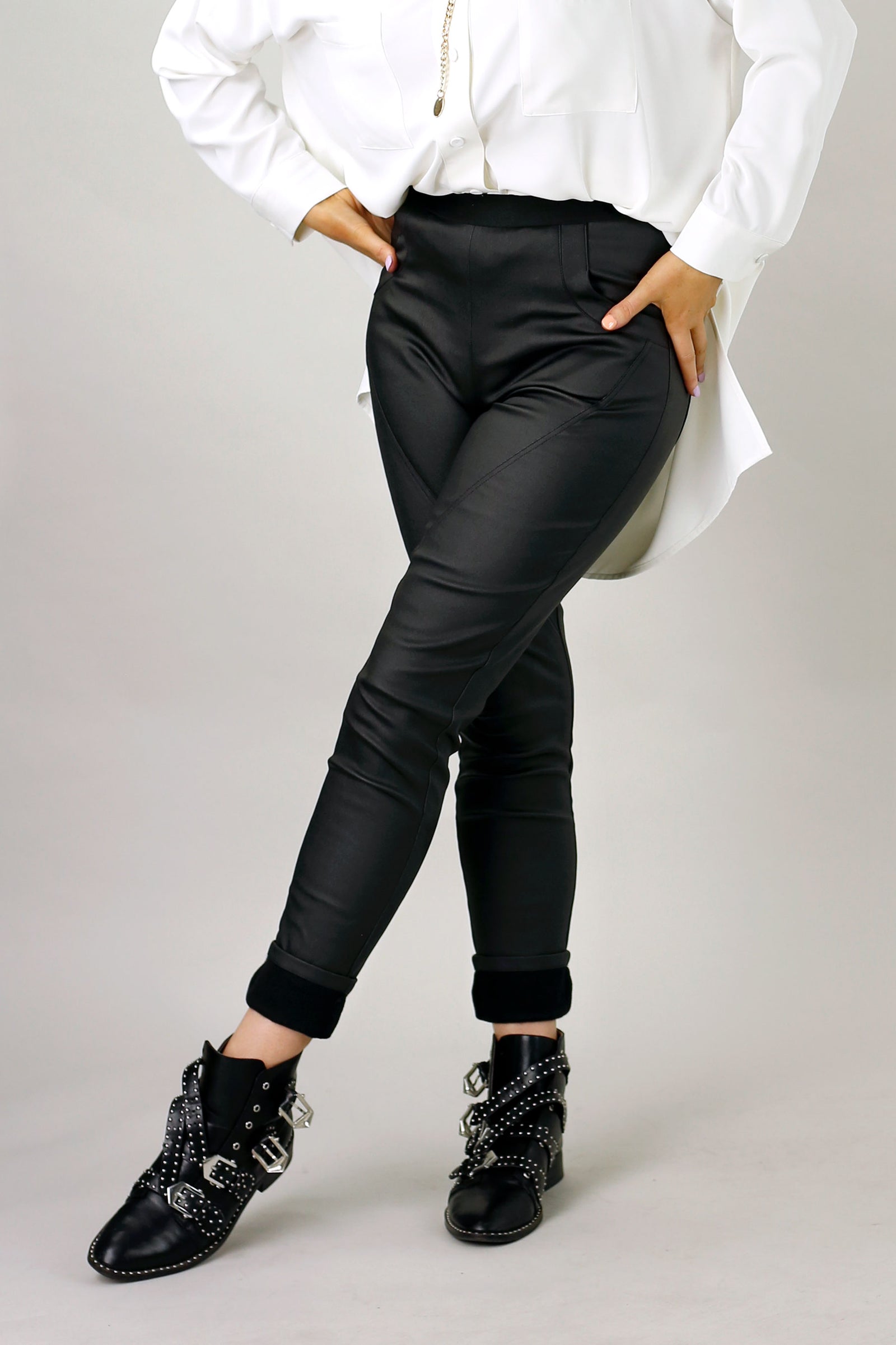 Black Waxed Jogger Pant