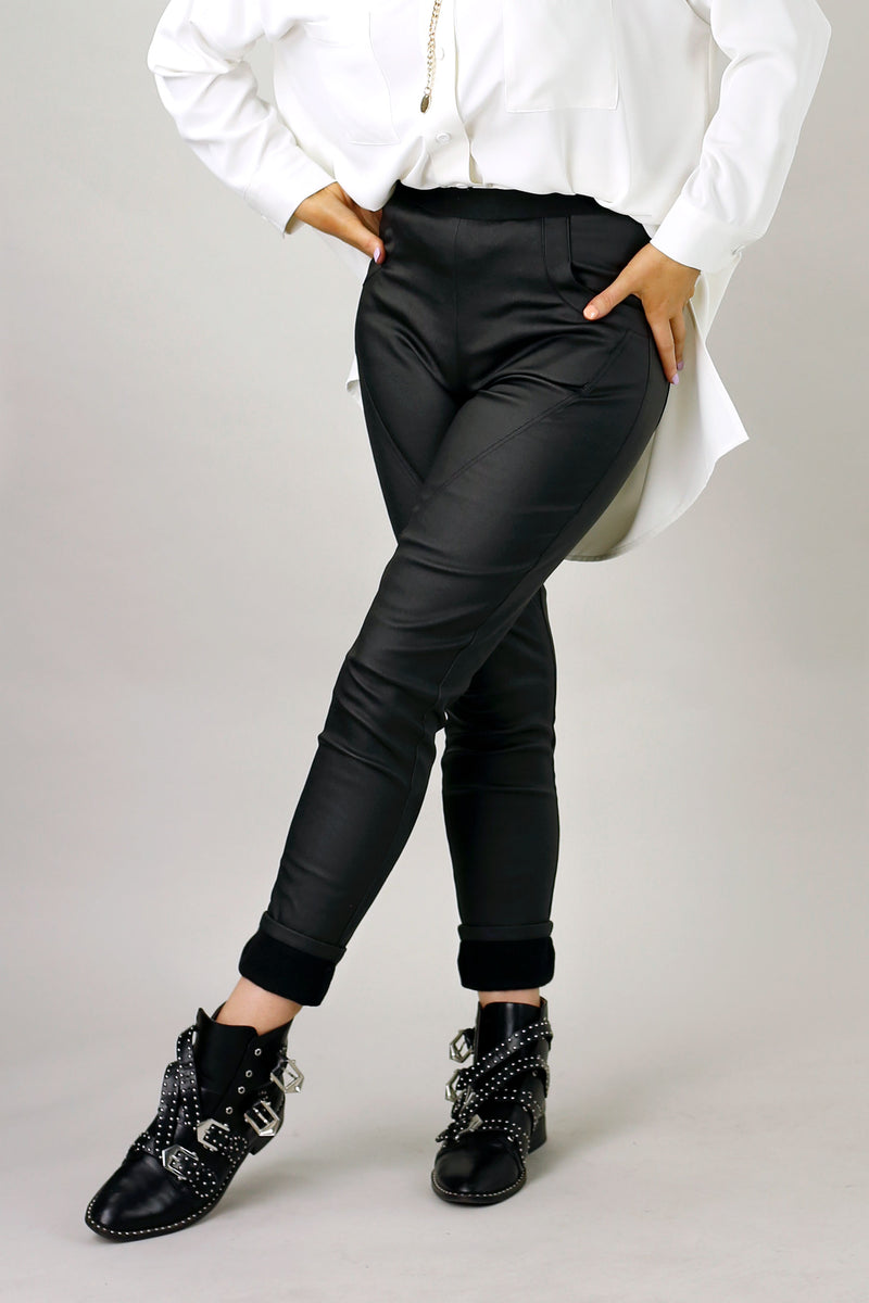 Black Waxed Jogger Pant
