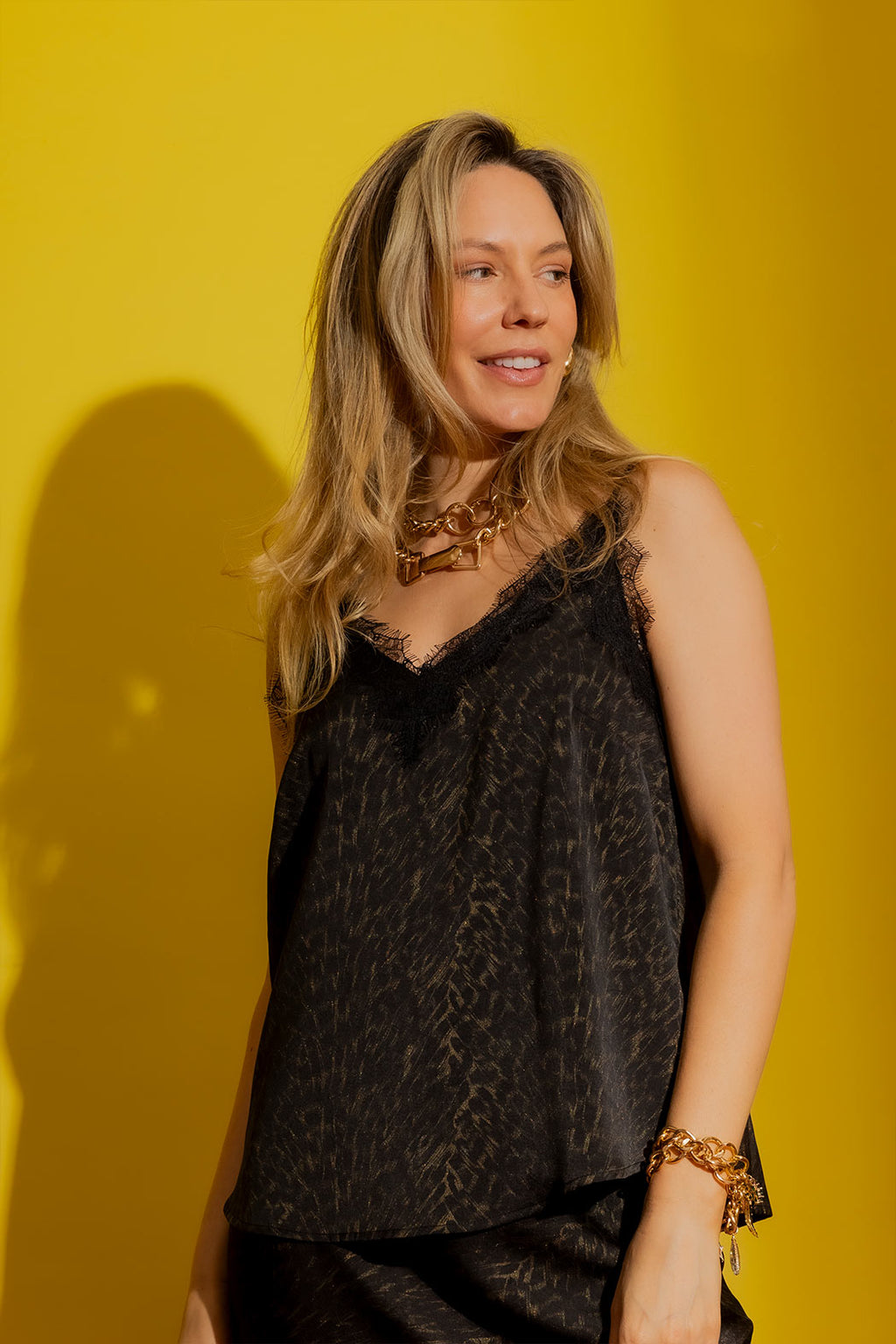 Gold/Black Lace Cami