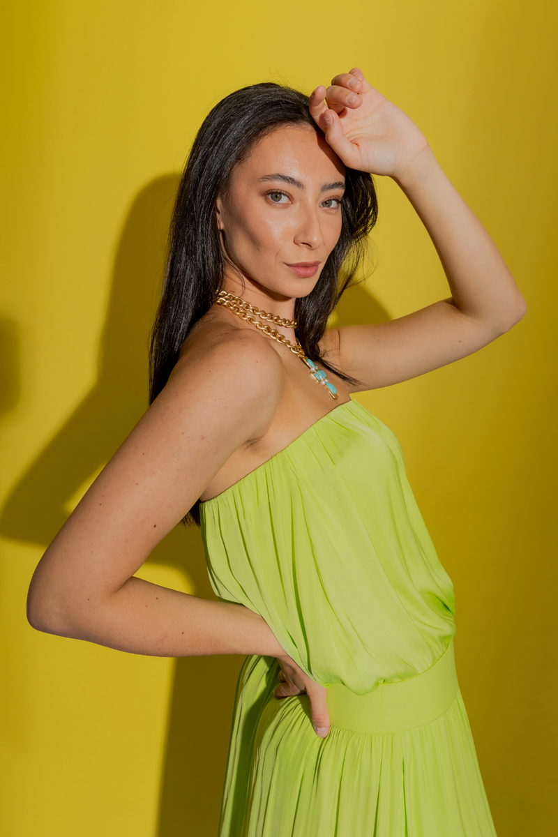 Neon Silky Strapless Top