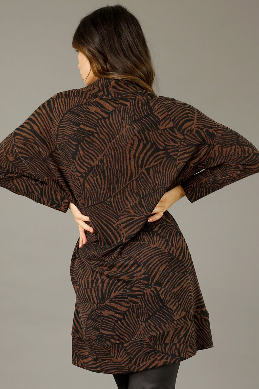 Black Brown Woolly Print Dress