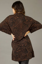 Black Brown Woolly Print Dress