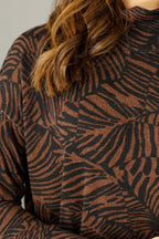 Black Brown Woolly Print Dress