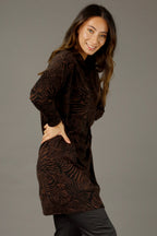 Black Brown Woolly Print Dress