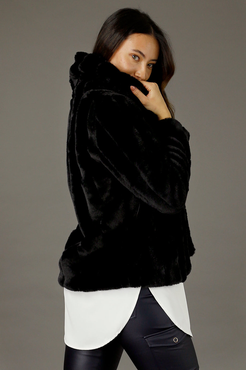 Black Faux Fur Jacket - SALE