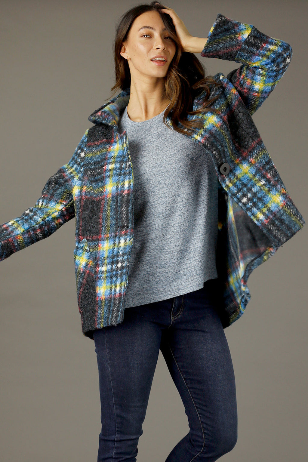 Charcoal Swing Cape Jacket - SALE