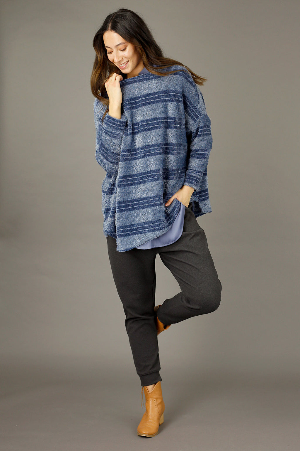 Chambray Fluffy Stripe Overtop