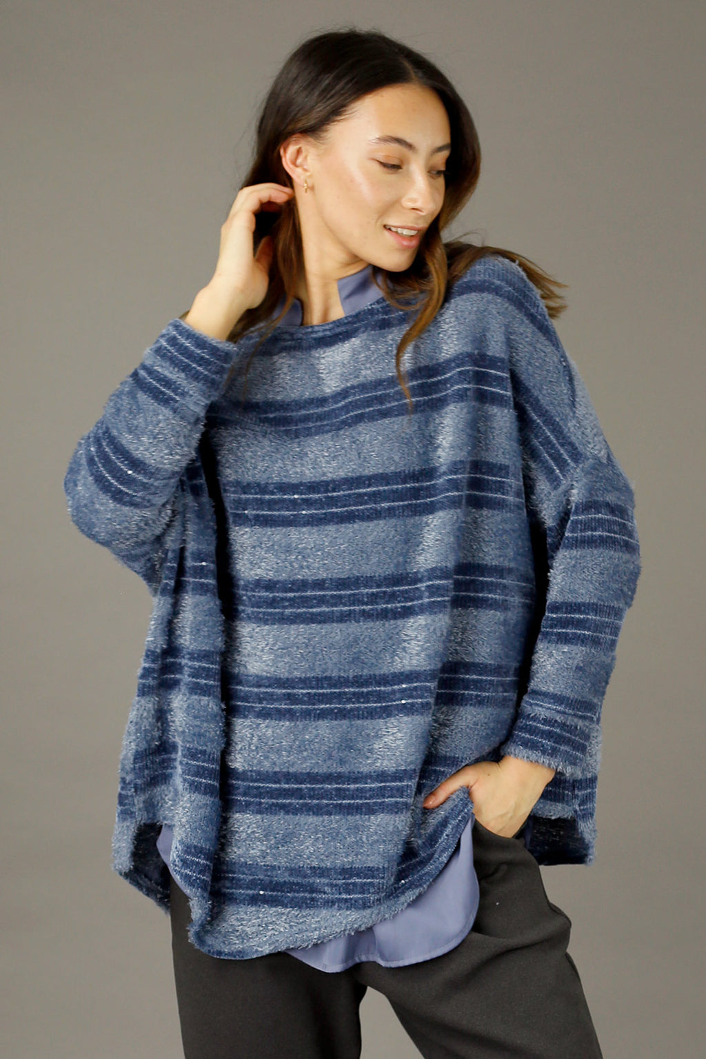 Chambray Fluffy Stripe Overtop