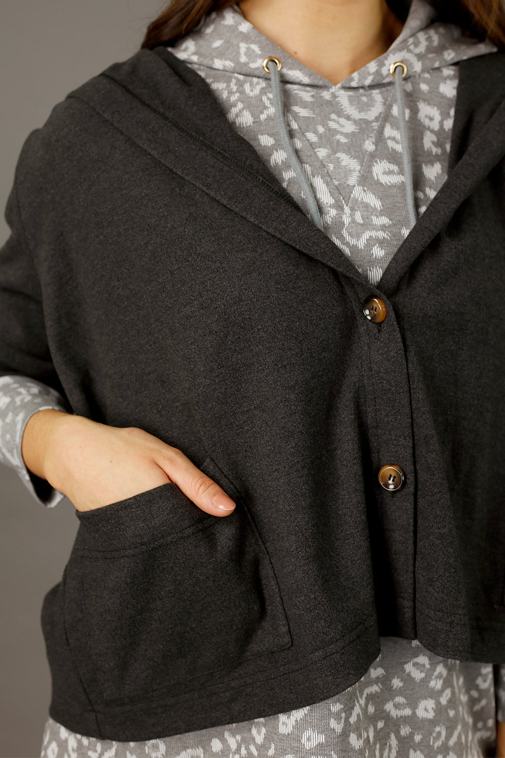 Charcoal Lounge Hooded Cardigan