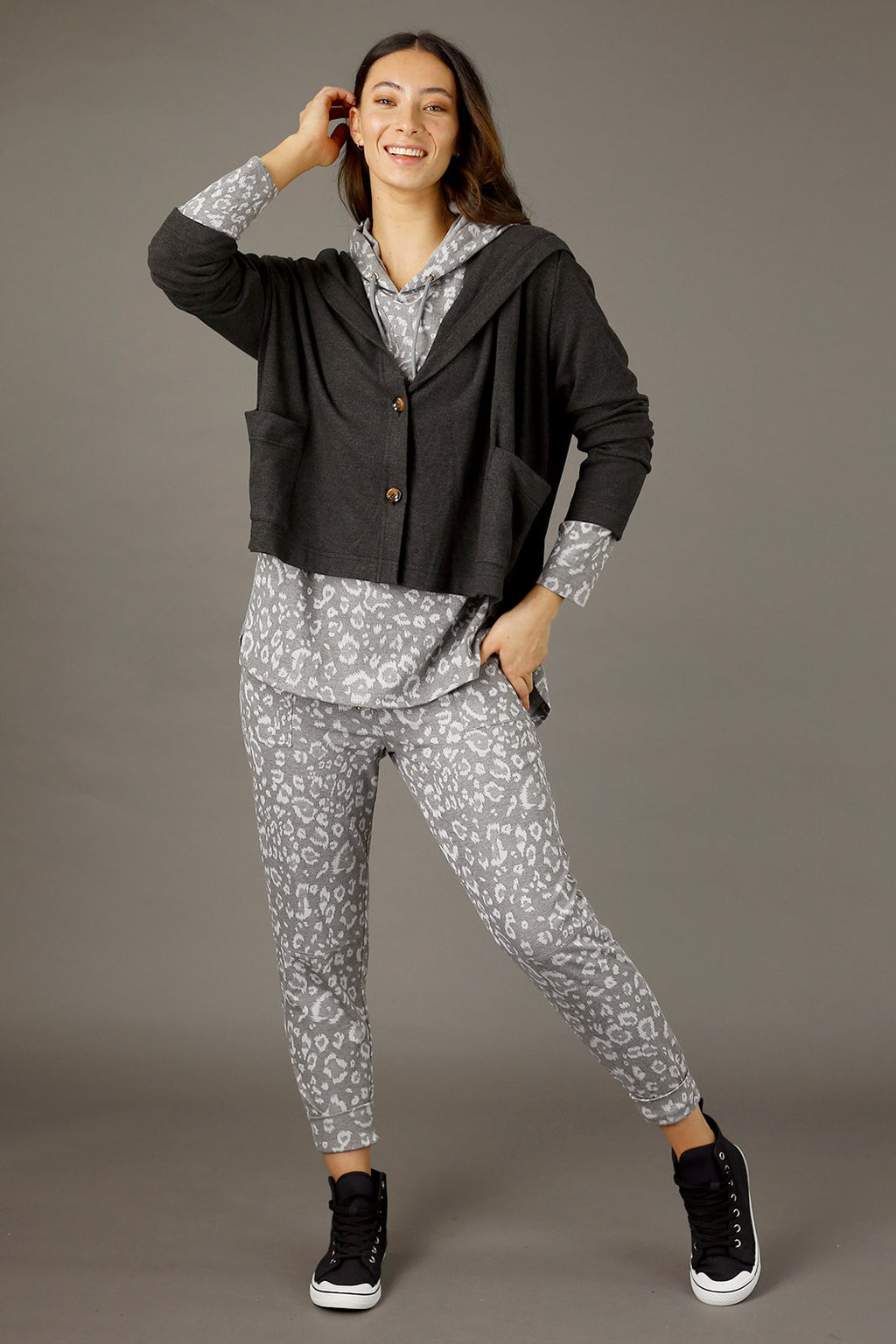 Charcoal Lounge Hooded Cardigan