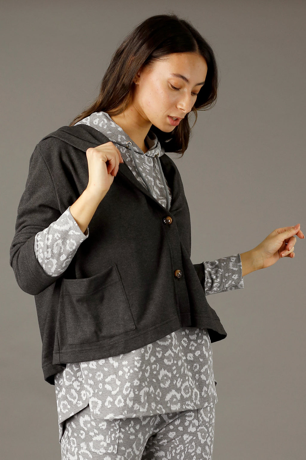 Charcoal Lounge Hooded Cardigan