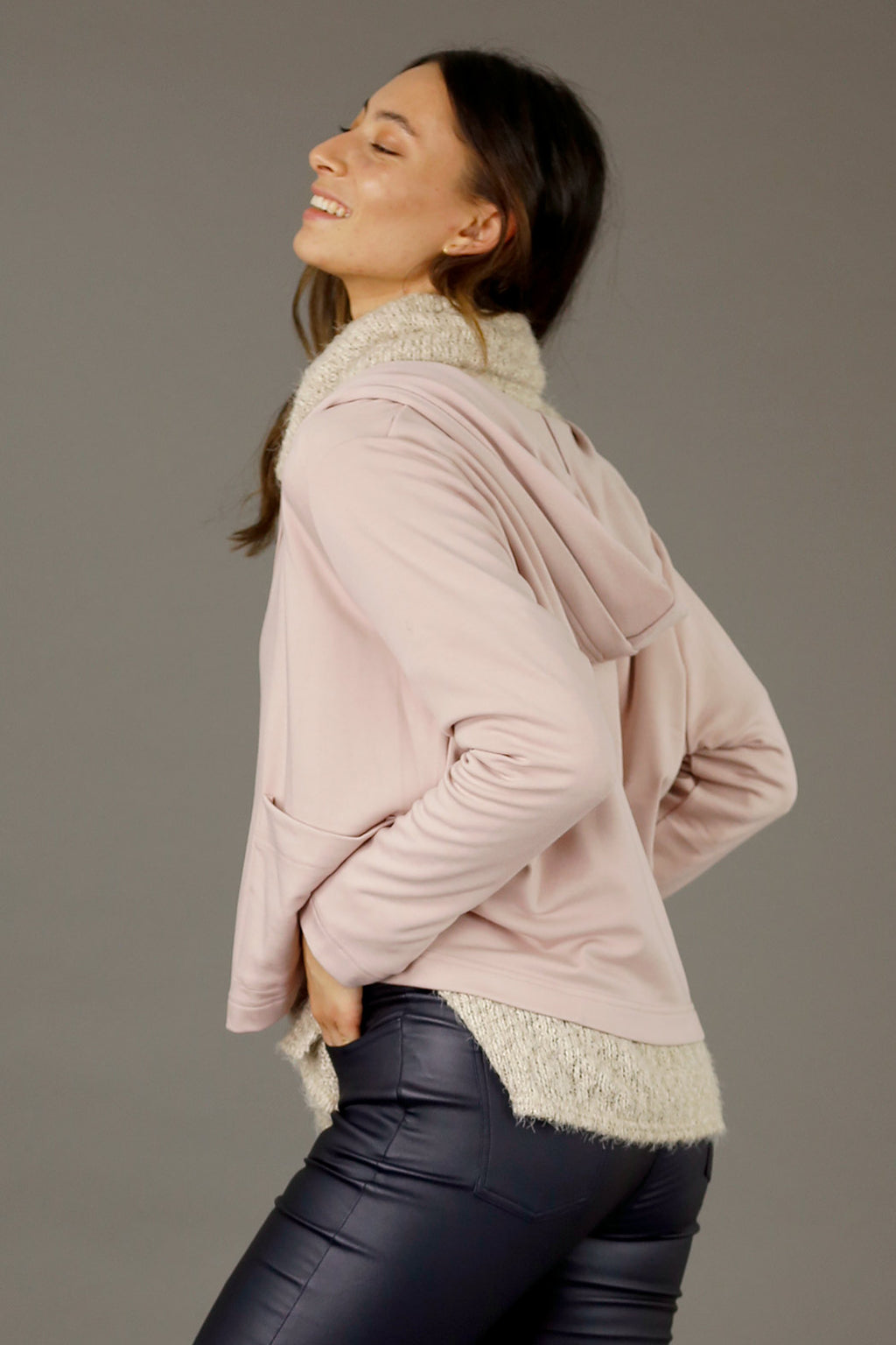 Light Pink Snug Hooded Cardigan - SALE