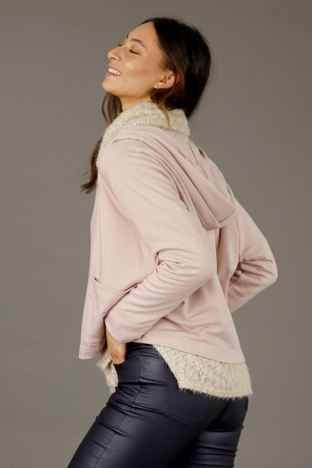 Light Pink Snug Hooded Cardigan - SALE