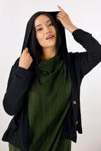 Black Snug Hooded Cardigan - SALE