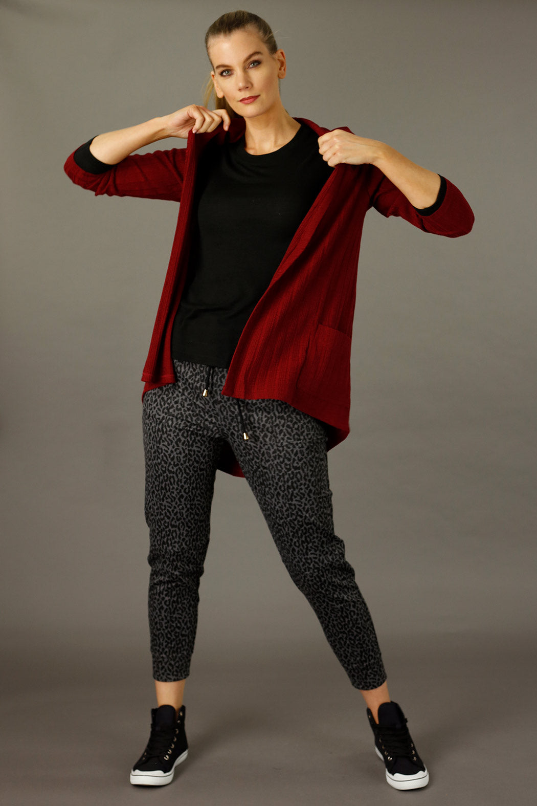 Red Rib Flight Cardigan