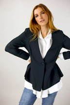 Euro Peplum Blazer - Black - SALE