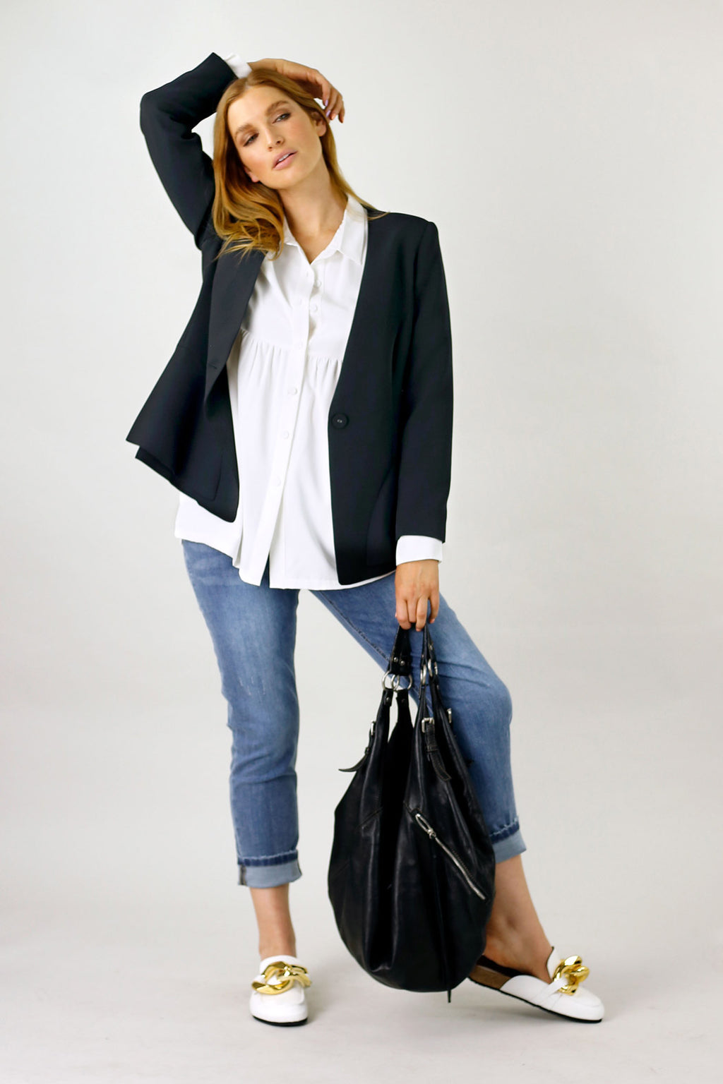 Euro Peplum Blazer - Black - SALE