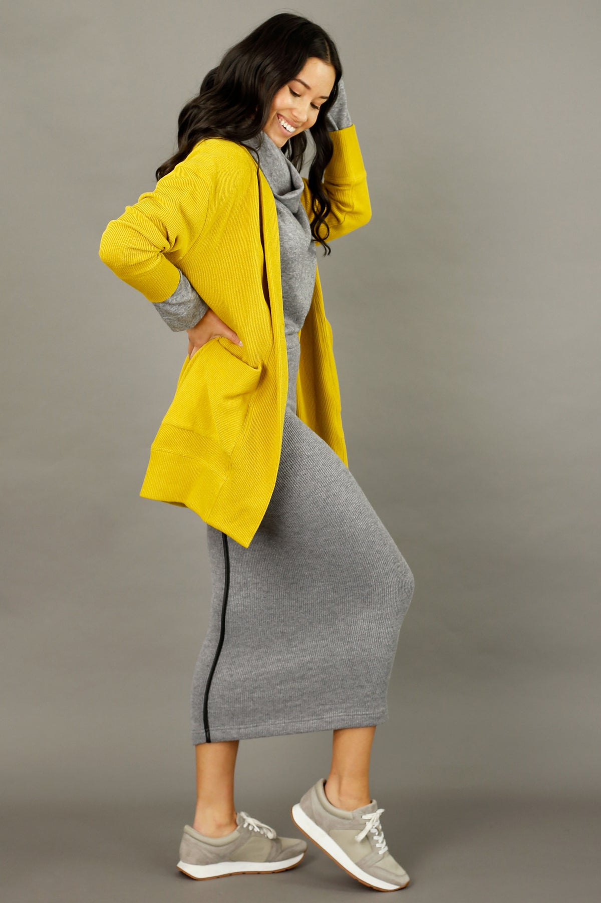 Yellow Rib Oversize Coatigan