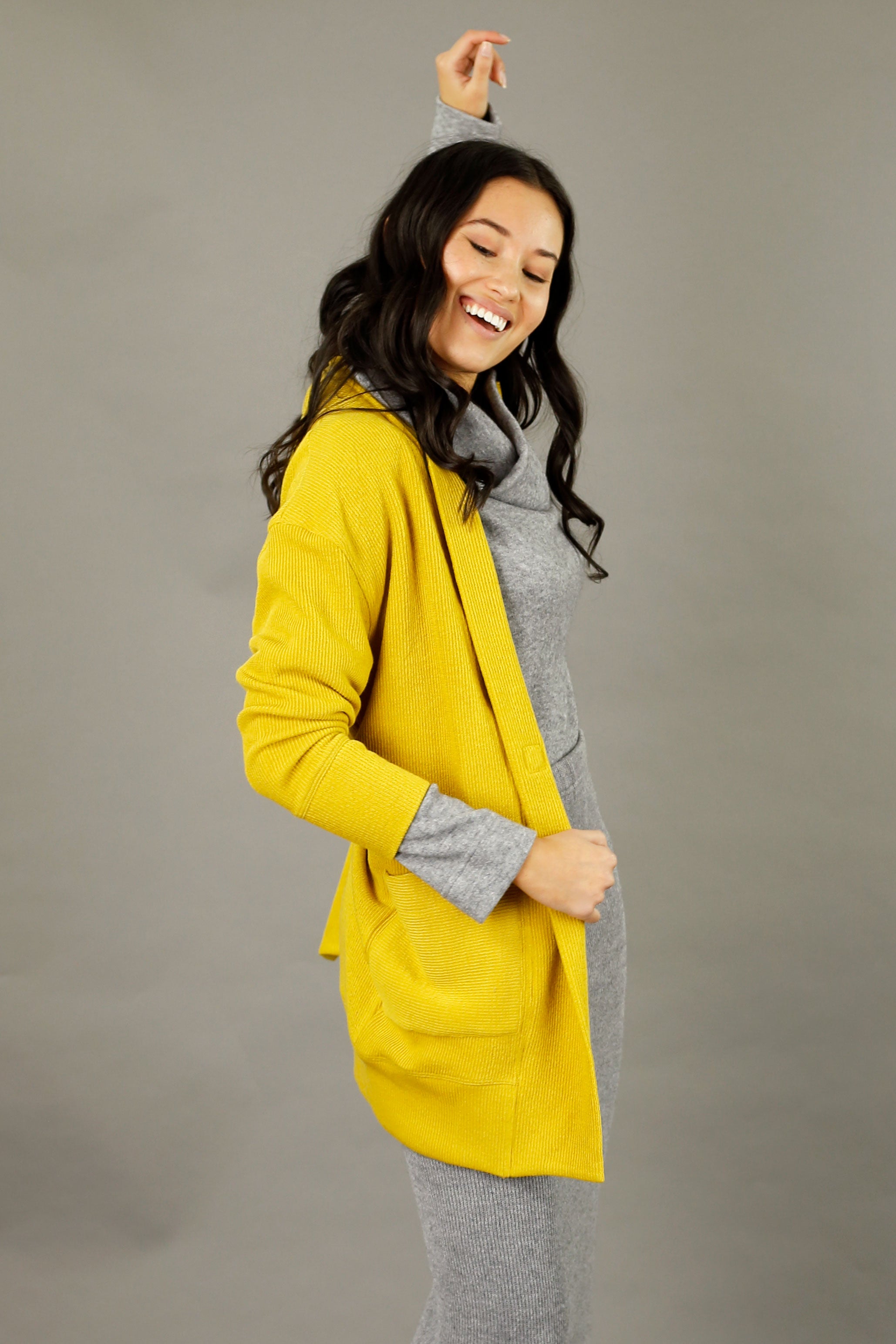 Yellow Rib Oversize Coatigan