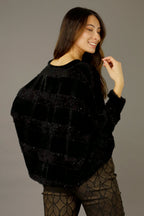 Black Fluffy Stripe Jumper - SALE