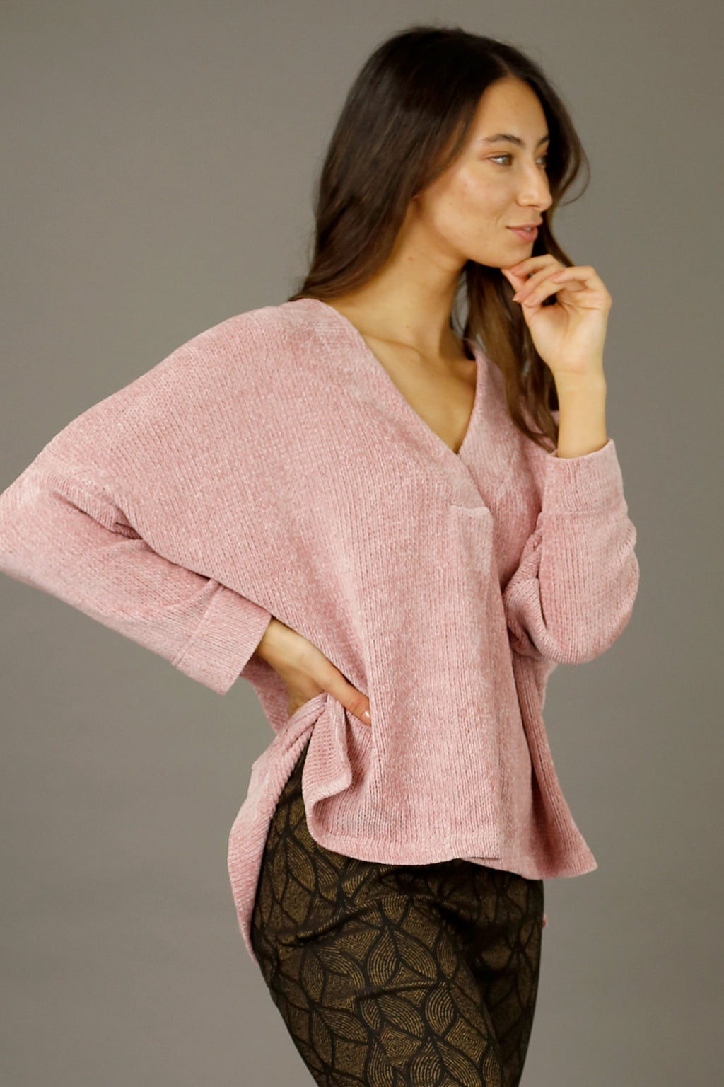 Pink Velour Bronte Jumper - FINAL SALE