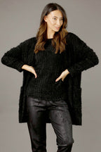 Black Eyelash Knit Relaxed Cardigan - SALE