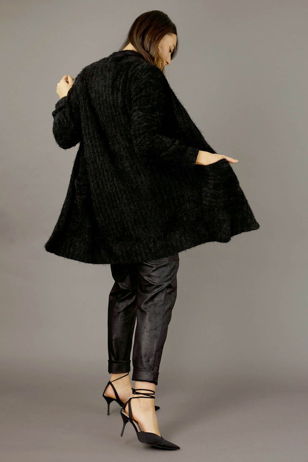 Black Eyelash Knit Relaxed Cardigan - SALE