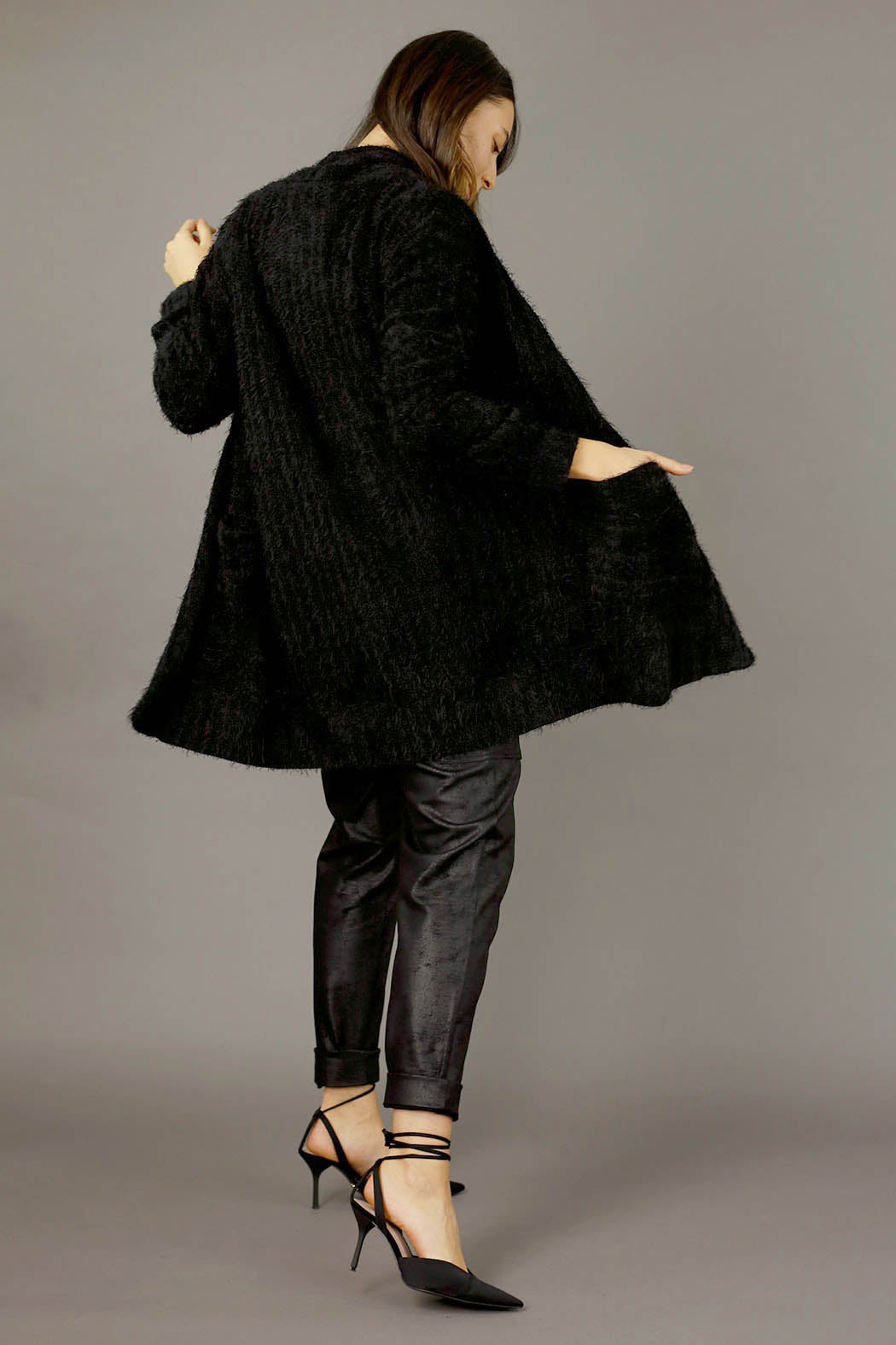 Black Eyelash Knit Relaxed Cardigan - SALE