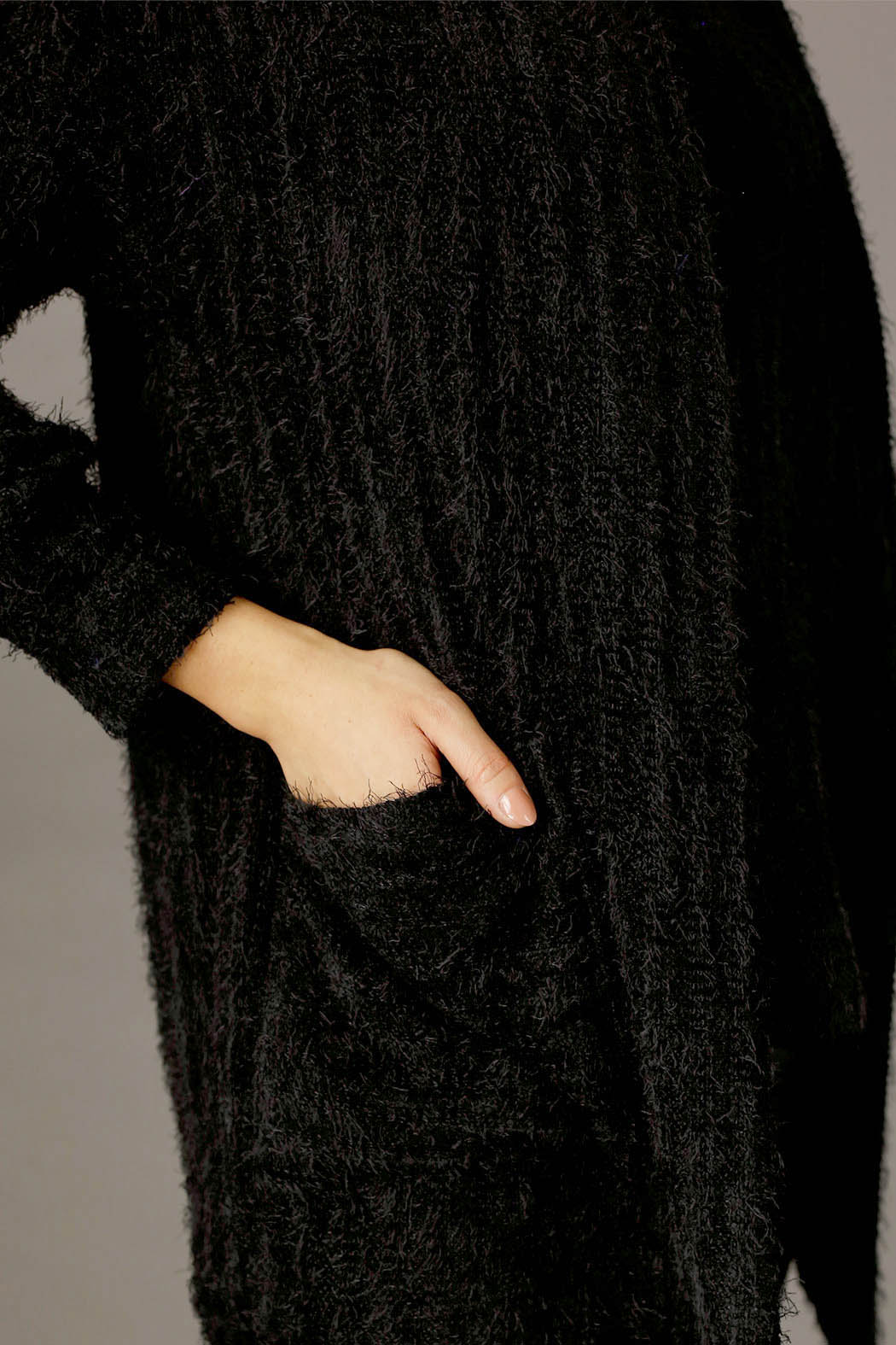 Black Eyelash Knit Relaxed Cardigan - SALE
