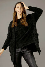 Black Eyelash Knit Relaxed Cardigan - SALE