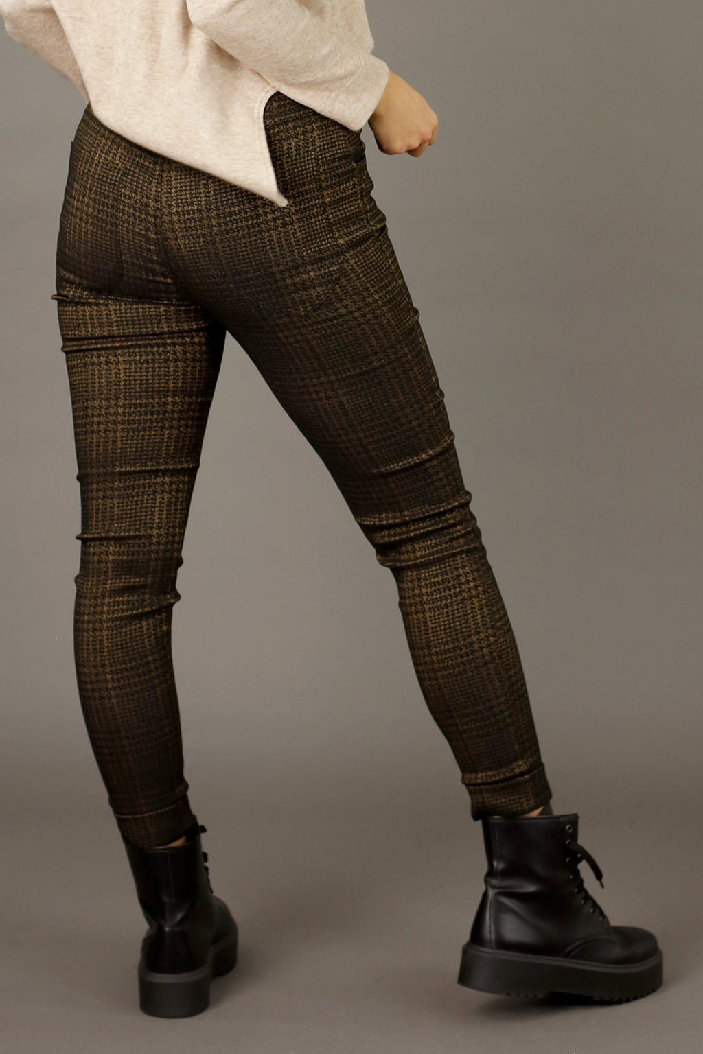 Bronze Check Bengaline Cuffed Jogger - SALE