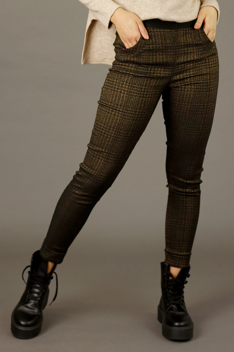 Bronze Check Bengaline Cuffed Jogger - SALE