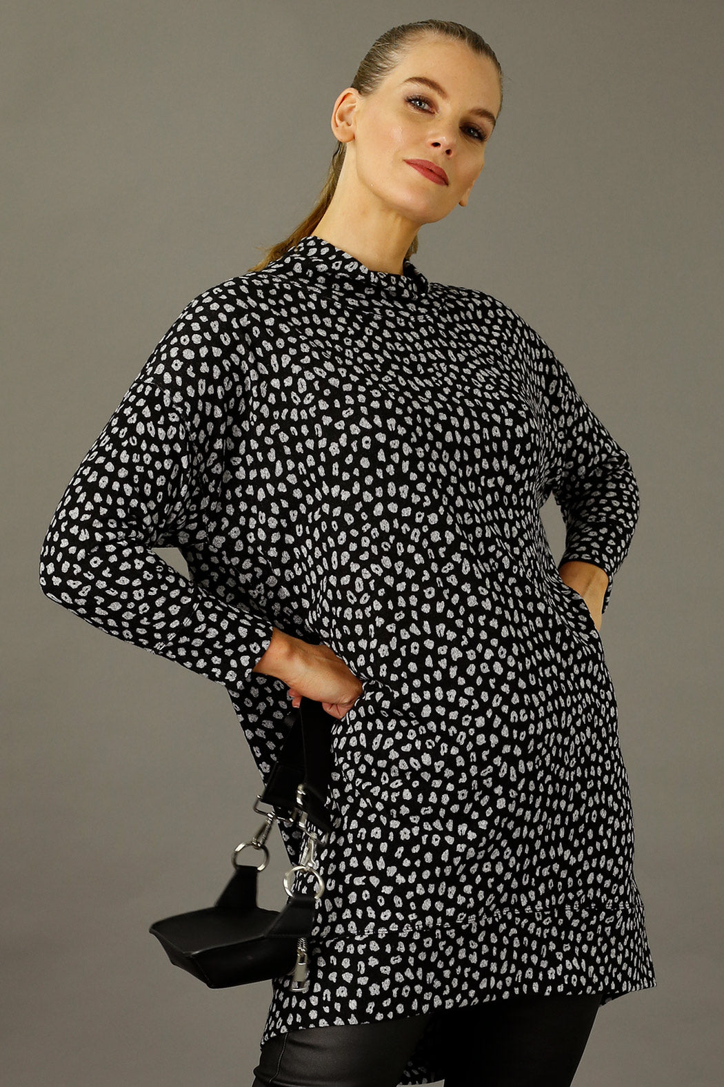 Black/Silver Print Woolly Dress - FINAL SALE