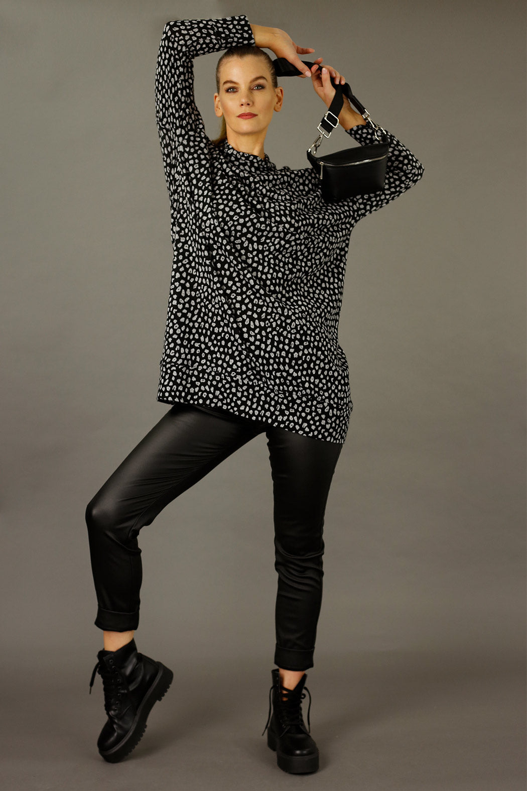 Black/Silver Print Woolly Dress - FINAL SALE